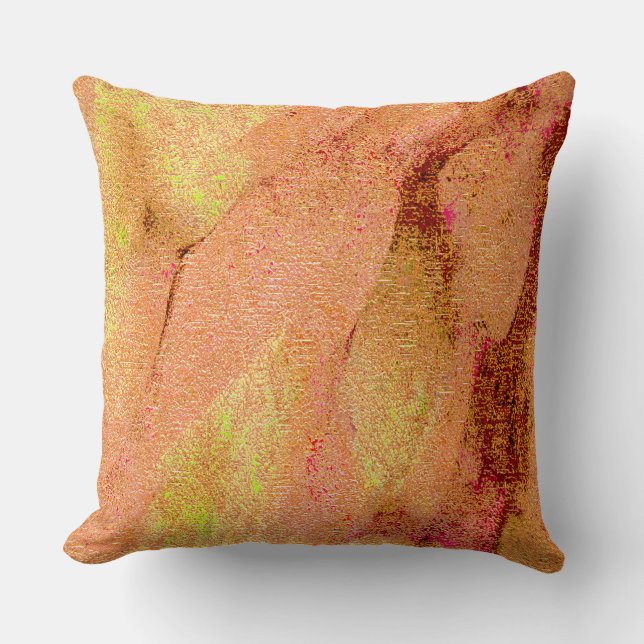 Lederstil mit abgenutzter Farbe, Lachs Kissen (Vorderseite)