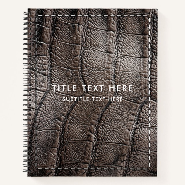 Ledertextur aus Brown Alligator und Stich Notizbuch (Vorderseite)
