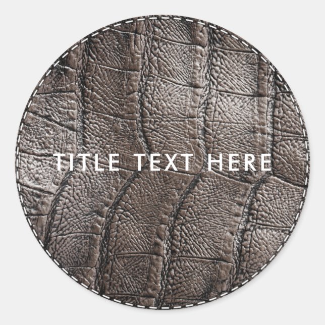 Ledertextur aus Brown Alligator und Stich Runder Aufkleber (Vorderseite)
