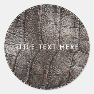 Ledertextur aus Brown Alligator und Stich Runder Aufkleber