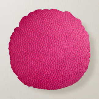Ledertextur aus rosa Leder Rundes Kissen