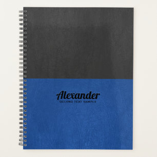 Ledertextur aus schwarzem und blau geteilten Imita Planer