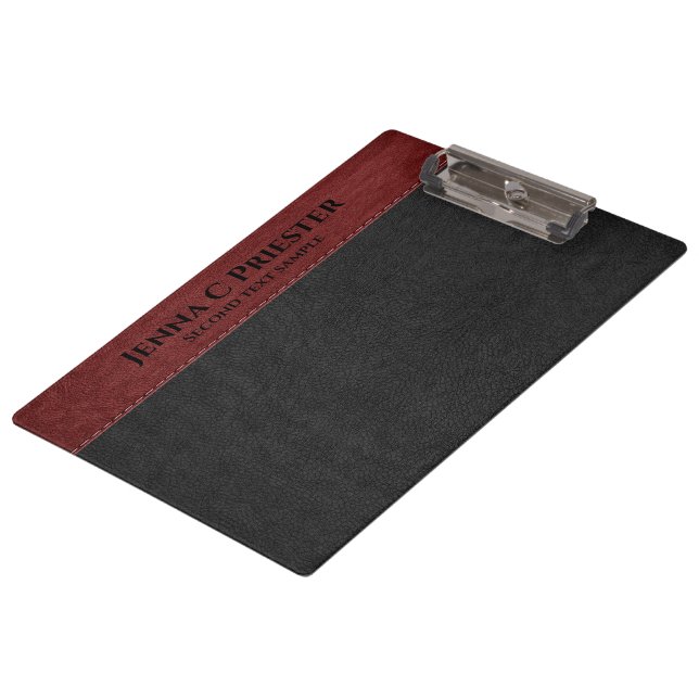 Ledertextur aus schwarzen und roten Imitaten Klemmbrett (Schrägansicht)