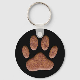 Ledertextur Dog Paw Druck auf schwarzen Schlüssela Schlüsselanhänger