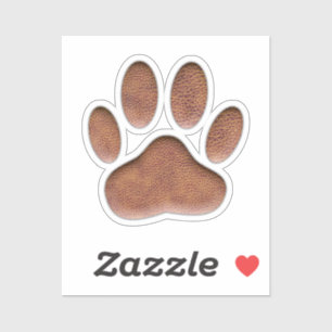 Ledertextur Dog Paw Print Aufkleber
