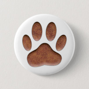 Ledertextur Dog Paw Print Button
