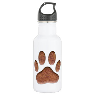 Ledertextur Dog Paw Print Edelstahlflasche