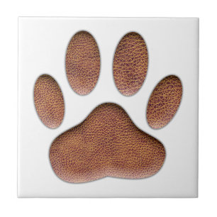 Ledertextur Dog Paw Print Fliese