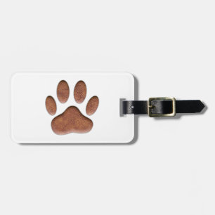 Ledertextur Dog Paw Print Gepäckanhänger