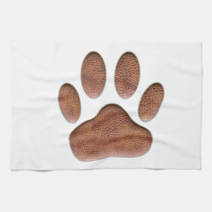 Ledertextur Dog Paw Print Handtuch