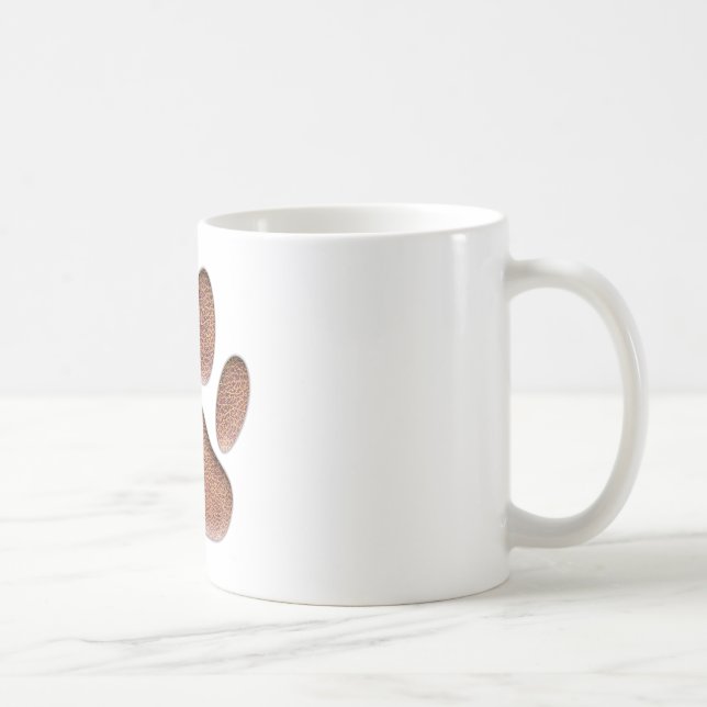 Ledertextur Dog Paw Print Kaffeetasse (Rechts)