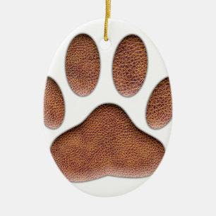 Ledertextur Dog Paw Print Keramikornament