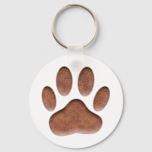 Ledertextur Dog Paw Print Schlüsselanhänger