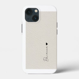 Ledertextur Elfenbein minimalistische Herzschrift Case-Mate iPhone Hülle