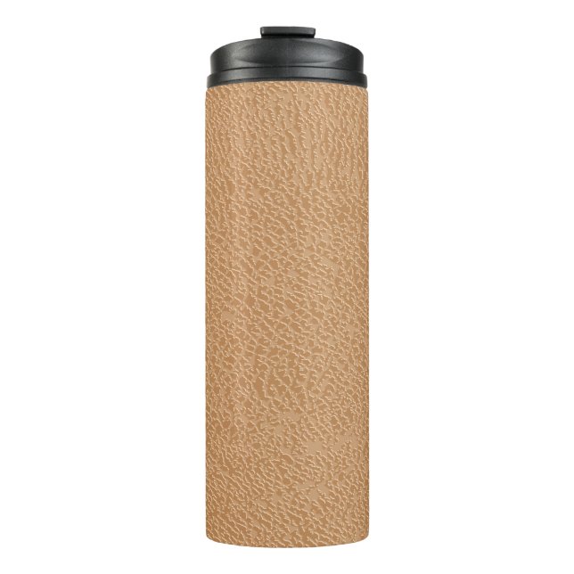 Ledertextur Hintergrund. Braune Ledertextur. Thermosbecher (Vorderseite)