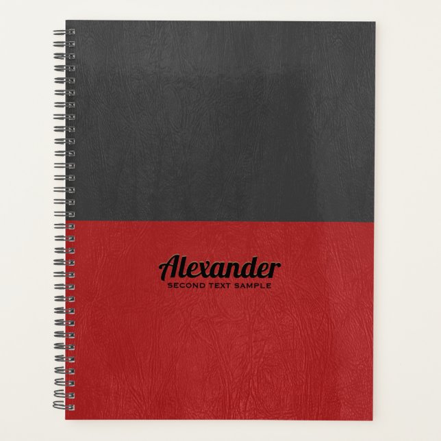 Ledertextur in Rot- und Schwarz-Imitaten mit getei Planer (Vorderseite)