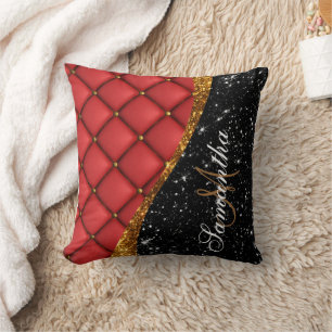 Ledertextur und Glitzer Kissen