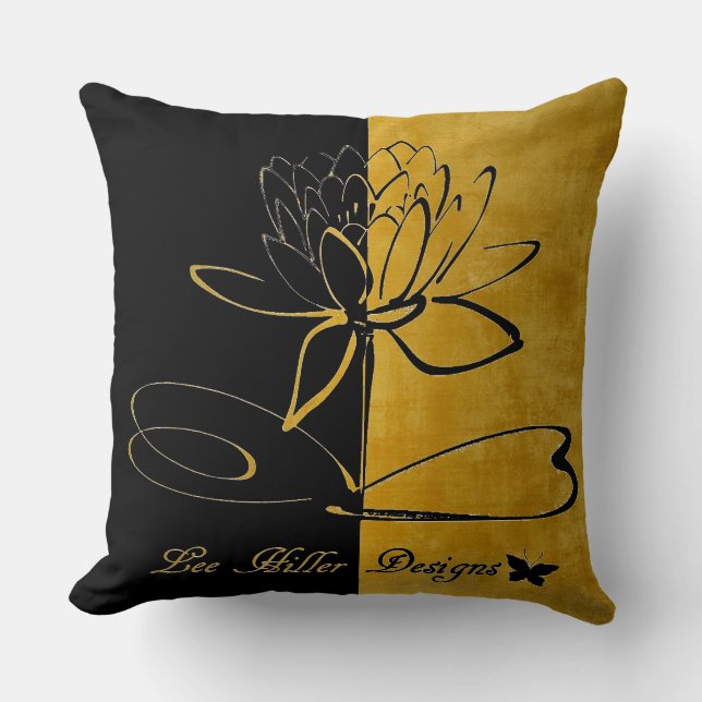 Lee Hiller Designs Accents Black Brushed Gold Kissen (Vorderseite)