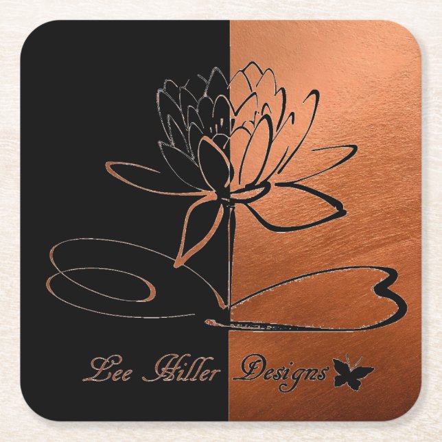 Lee Hiller Designs Accents Black Copper Rechteckiger Pappuntersetzer (Vorderseite)