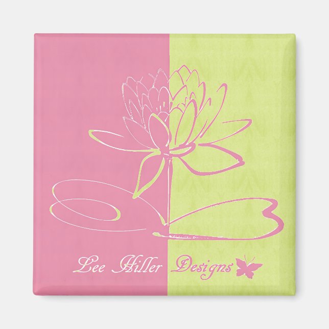 Lee Hiller Designs Logo Accents Pink Green  Magnet (Vorne)