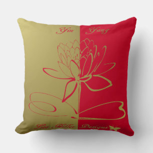 Lee Hiller Designs Logo Akzente Gold Rot Kissen