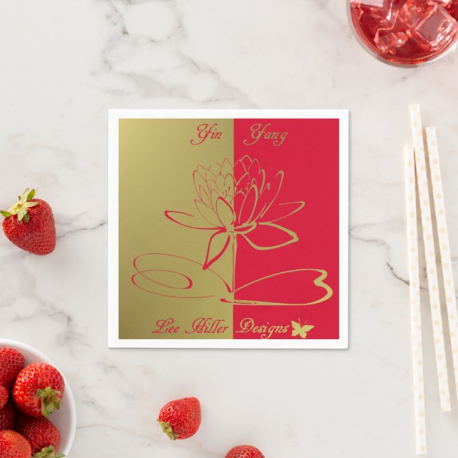 Lee Hiller Designs Logo Akzente Gold Rot Serviette (Beispiel)