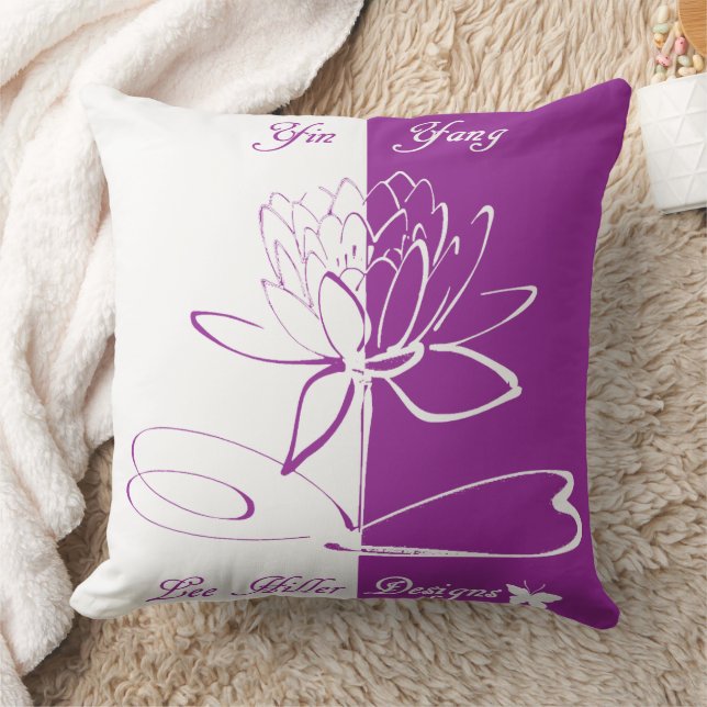 Lee Hiller Designs Logo Akzentuiert Weißes Violett Kissen (Decke)