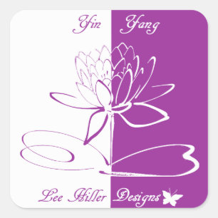 Lee Hiller Designs Logo Akzentuiert Weißes Violett Quadratischer Aufkleber
