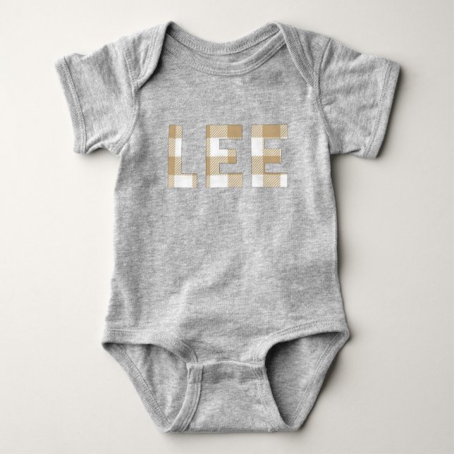Lee Hmong Nachname Kariert Familienname Matching S Baby Strampler (Vorderseite)