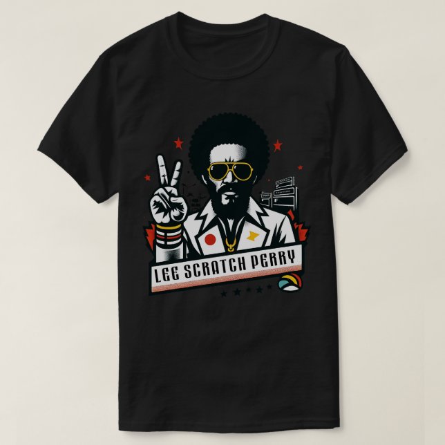 Lee Scratch Perry Vintage Lüfterkunst T-Shirt (Design vorne)