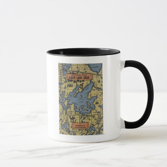 Leech Lake Area, Minnesota - Große Buchstabenszene Tasse (Rechts)