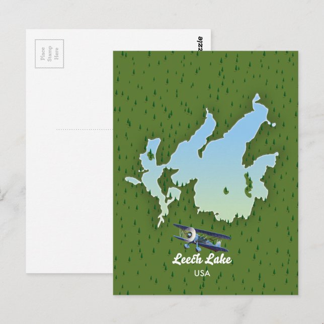 Leech Lake Travel Map Postkarte (Vorne/Hinten)