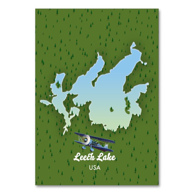 Leech Lake Travel Map Tischnummer (Vorderseite)
