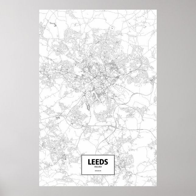 Leeds, England (schwarz auf weiß) Poster (Vorne)