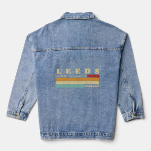 Leeds England UK City Retro Längengrad Latitude Jeansjacke