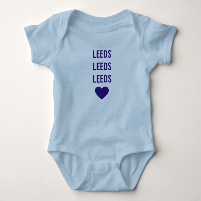LEEDS LEEDS LEEDS LUFC personalisiertes blaues Baby Strampler (Vorderseite)