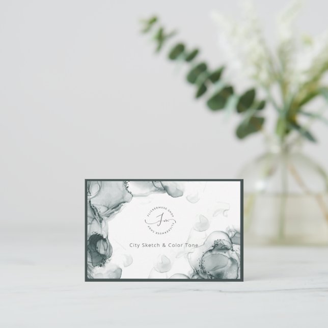 Leeds Tone Watercolor Business Cards Visitenkarte (Stehend Vorderseite)