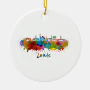 Leeds V2 skyline im Watercolor Keramikornament