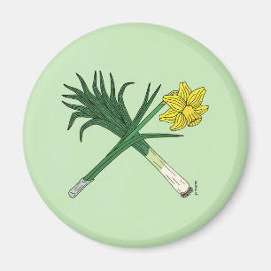 Leek und Daffodil Crossed Magnet