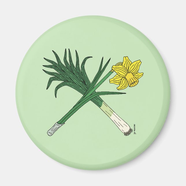 Leek und Daffodil Crossed Magnet (Vorne)