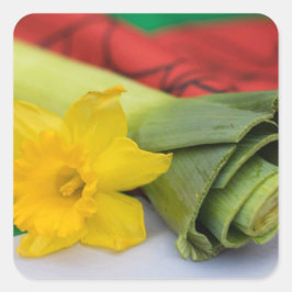 Leek-Welsh-Brauch Quadratischer Aufkleber
