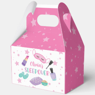Leepover Schlummer Party rosa lila zwischen Geschenkschachtel