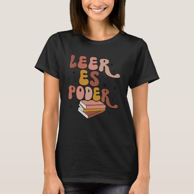 Leer Es Poder Groovy Spanischer Lehrer Bilingual M T-Shirt (Vorderseite)