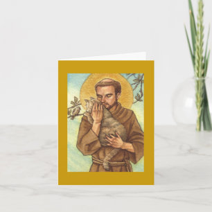 leere Anmerkungskarte St Francis u. Katze Karte
