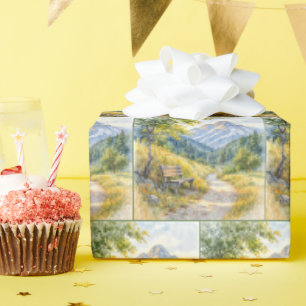 Leere Bank in einem MassivWiesental Geschenkpapier