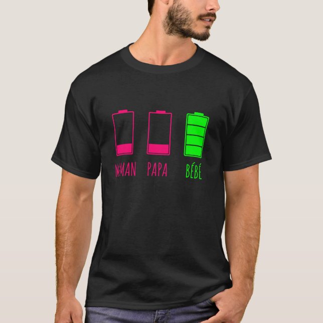 Leere Batterie Daddy Mama und Baby T-Shirt (Vorderseite)