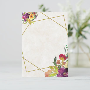 Leere burgundische und gelbe Blumenhochzeit  Einladung