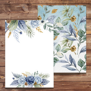 Leere DIY-Einladung Grünzeug Staubblau Blumen Einladung