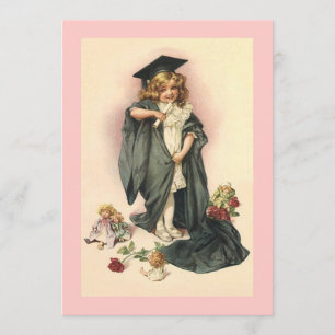 Leere Einladungen Vintage-Abschluss-Puppen & Rosen
