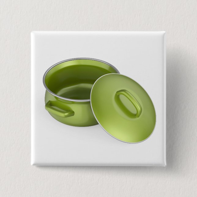 Leere grüne Emaille-Kochpot Button (Vorderseite)